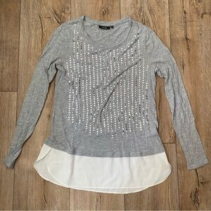 Grey and white Apt. 9 blouse